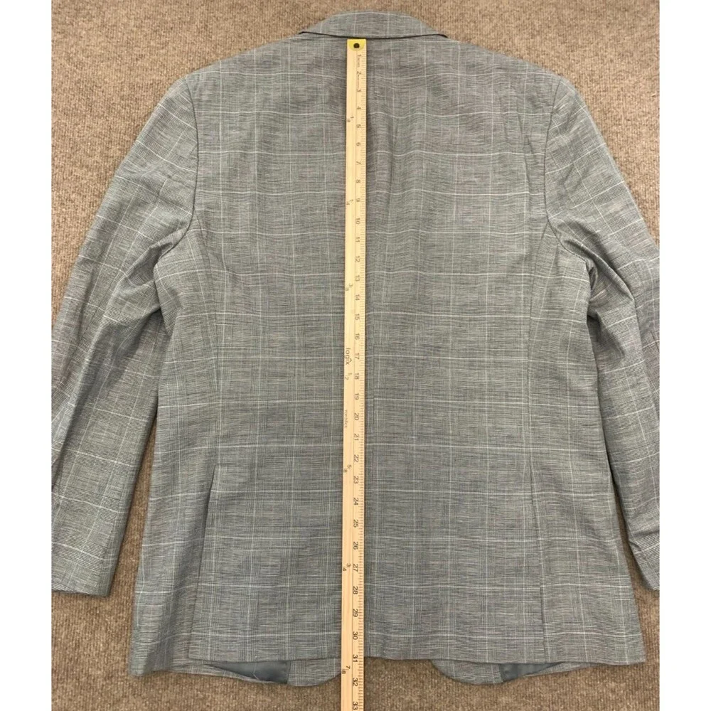 Banana Republic Blazer Mens 44R Linen Plaid Window Check Lined Jacket Sportcoat